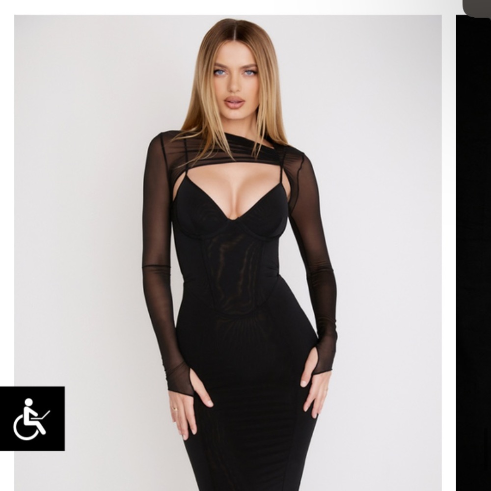 House of CB MIDI Black Beatrice Dress